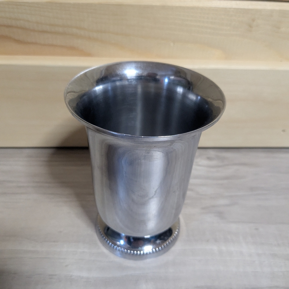 Antique vintage collectible drinking goblet cup silver engraved